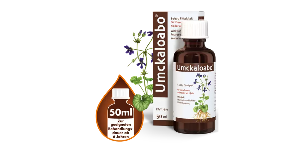 Umckaloabo 50ml Flasche mit Verpackung und Icon