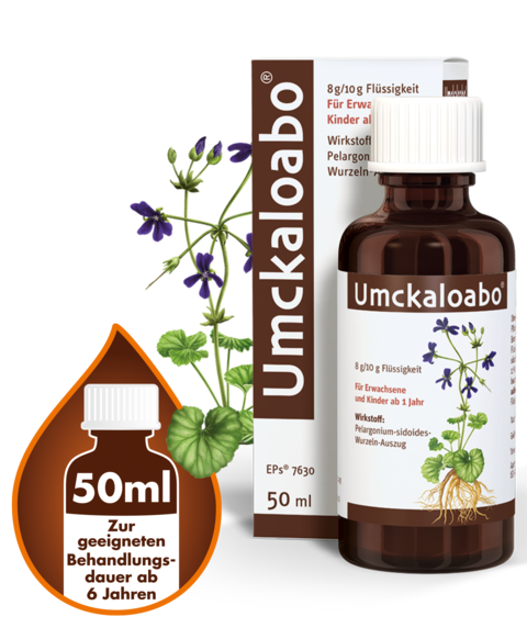 Umckaloabo 50ml Flasche mit Verpackung und Icon